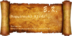 Bugyinszki Klió névjegykártya